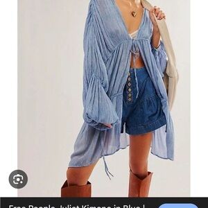 Free People Blue Kimono Cape